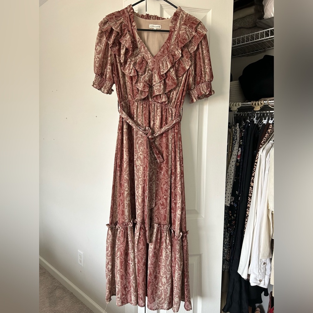 Elegant Paisley Ruffle Dress